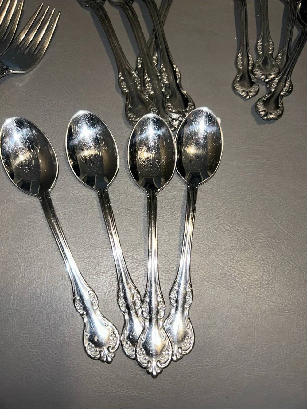 Towle, Silver-Plated Ornate Flatware Set - Silver Serving Spoons and Forks.